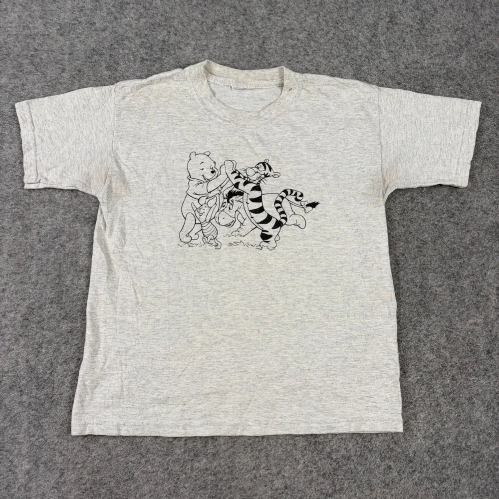 Disney‎ Winnie the Pooh T-Shirt Kids Gray Tigger Eeyore Piglet Graphic Vintage